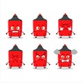 Red highlighter cartoon character with various angry expressions Royalty Free Stock Photo