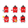 Red highlighter cartoon character with various types of business emoticons Royalty Free Stock Photo