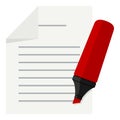 Red Highlighter and Document Flat Icon