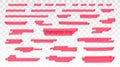 Red highlighter lines set isolated on transparent background. Marker pen highlight underline strokes. Vector hand drawn Royalty Free Stock Photo