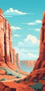 Desert Landscape Vector Illustration: Majestic Ports And Turquoise Sky