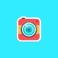 Red hipster photo camera icon sticker