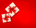 Red Holiday Background With Gift Boxes Illu