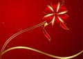 Red holiday background with golden ribbon Royalty Free Stock Photo