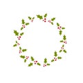 Red holly berries raceme wreath. Christmas garland good for greeting cards