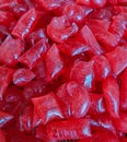 red homemade hard candy as background, pastry, copy space, greeting card, postcard, banner, cover, mockup, for your
