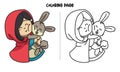 The Red Hood Hugged The Rabbit Coloring Page