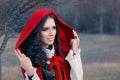 Red Hooded Woman Fairytale Portrait Royalty Free Stock Photo