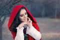 Red Hooded Woman Fairytale Portrait Royalty Free Stock Photo