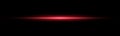 Red horizontal laser beam. Light lensflare. Red glow flare light effect. Vector illustration. Isolated on dark