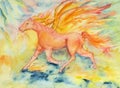 Red horse of the apocalypse in fire and flame.