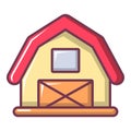 Red horse barn icon, cartoon style