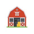 Red Horse Barns in Flat Design Royalty Free Stock Photo