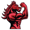 Red Horse Bodybuilder Posing His Muscular Body Vector Mascot Royalty Free Stock Photo
