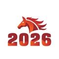 Red horse logo for new year 2026 flame flat vector Royalty Free Stock Photo