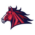 Red Horse Mustang Head Logo Cartoon Vector Sport Mascot Design Illustration