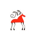 Red horse. National northen paintings. Folk handicrafts. Enchanting original ornaments. Simplicity