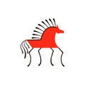 Red horse. National northen paintings. Folk handicrafts. Enchanting original ornaments. Simplicity