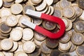 Red Horseshoe Magnet On Euro Coins Royalty Free Stock Photo