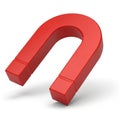 Red Horseshoe Magnet on a White Background with Subtle Shadow metal science Royalty Free Stock Photo