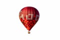 Red hot air balloon with basket isolated on white background Royalty Free Stock Photo