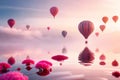 red hot air balloons over a lake Royalty Free Stock Photo