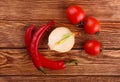 Red hot cherry and chili peppers Royalty Free Stock Photo