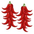 Red hot chile pepper ristras painting bright