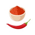 Red Hot Chili Pepper and Bowl with Powder Royalty Free Stock Photo