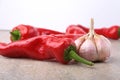 Red hot Chili pepper, garlic and onion. Fresh Organic vegetables. Royalty Free Stock Photo