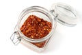 Red hot chili pepper glass jar Royalty Free Stock Photo