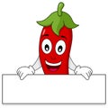 Red Hot Chili Pepper Holding Banner Royalty Free Stock Photo