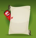 Red Hot Chili Pepper Holding Restaurant Menu Royalty Free Stock Photo