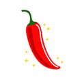 Red hot chili pepper. Cartoon vector illustration isolated on white background. Royalty Free Stock Photo