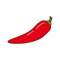 Red hot chili pepper isolated on a white background in flat modern style. A spice plant with a tail. Vector illustration Royalty Free Stock Photo