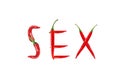 Red hot chili pepper isolated, word sex