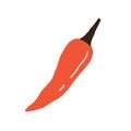 Red hot chili pepper. Mexican chilli pod. Whole spicy vegetable. Natural seasoning. Fiery burning spice. Flat vector illustration