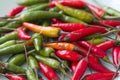 Red Hot Chili Peppers Background. A Lot of Red Chilli Peppers. Green Hot Chili Peppers. Flat lay, top view. Colorful chili pepper Royalty Free Stock Photo