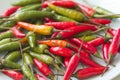 Red Hot Chili Peppers Background. A Lot of Red Chilli Peppers. Green Hot Chili Peppers. Flat lay, top view. Colorful chili pepper Royalty Free Stock Photo