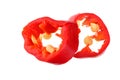 red hot chili peppers slices isolated on white background. top view Royalty Free Stock Photo