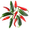 Red hot chili peppers stack top view isolated Royalty Free Stock Photo