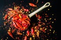 Red hot Chilli Chillies pepper on black Royalty Free Stock Photo