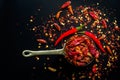 Red hot Chilli Chillies pepper on black Royalty Free Stock Photo