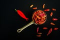 Red hot Chilli Chillies pepper on black Royalty Free Stock Photo