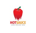 red hot chilli pepper habanero with sauce drop vector logo design