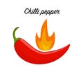 Red hot chilli pepper icon isolated on white background. Royalty Free Stock Photo