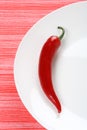 Red hot chilli pepper on white plate