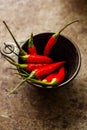 Red hot chilli peppers in cup Royalty Free Stock Photo