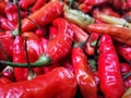 Red hot chilli peppers at the market ready for sale Royalty Free Stock Photo