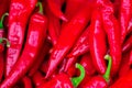 Red hot chilli peppers pattern texture background. Close up. Lan Royalty Free Stock Photo